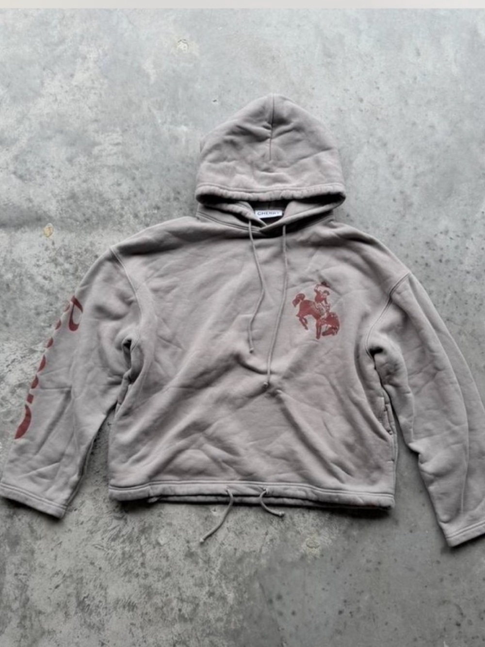Cherry LA Gray Hoodie with Maroon Graphic Details